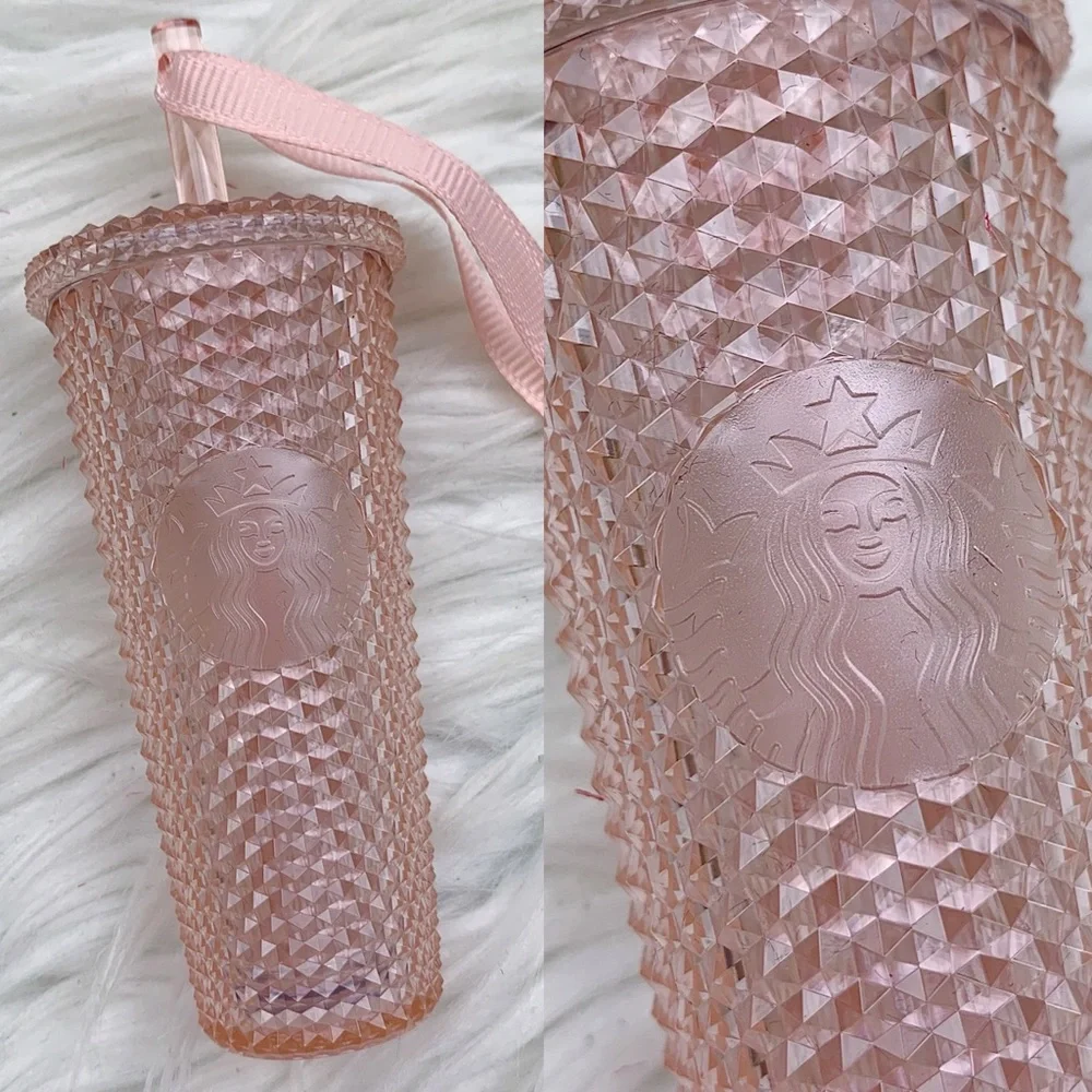 Starbucks Studded Ornament Keychain China 2022 Holiday Advent Bling Pastel Pink